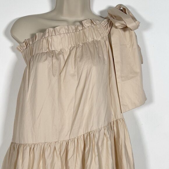 Mable Ava One Shoulder Tiered Maxi Dress Womens Sz L Cream Sleeveless - Picture 6 of 16